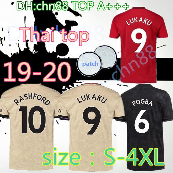 

s-4xl thailand fc pogba soccer jersey 2019 2020 lingard lukaku rashford football shirt united utd 18 19 20 uniforms man jerseys manchester, Black;yellow