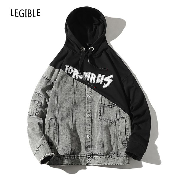 

hip hop denim jacket men autumn loose hooded mens jackets and coats pocket streetwear men jackets clothes 2019, Black;brown