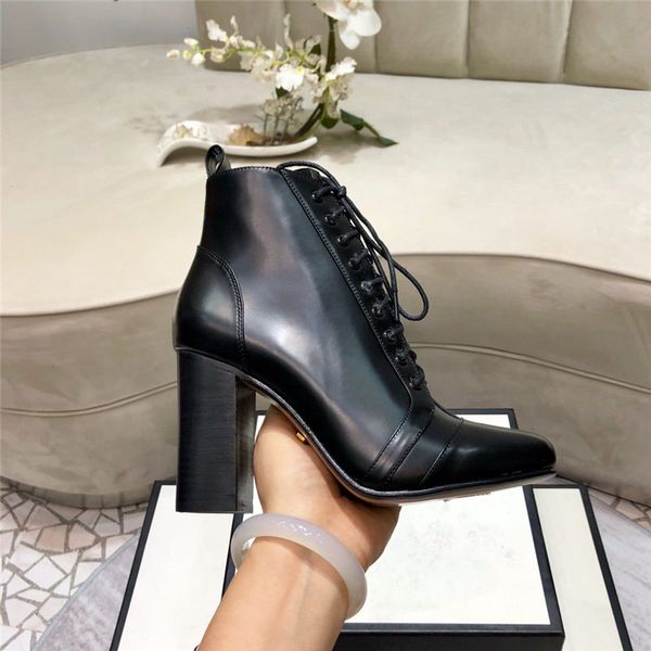

2020 luxury women shoes fashion luxury designer women shoes superstars famous luxury chunky high heels ankle boots women dress shoes, Black