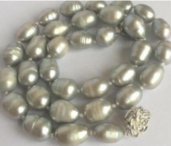 

10-11mm grey freshwater pearl necklace 17inch, Silver