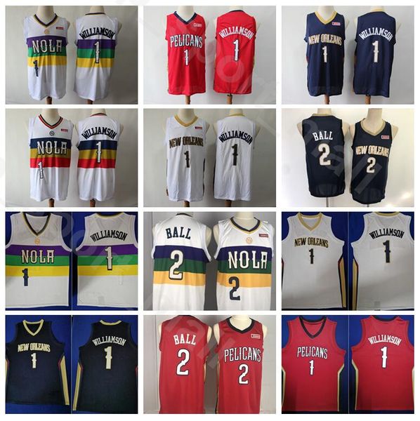 

edition earned city zion lonzo ball jersey men basketball all stitched team color navy blue white red high/good quality, Black;red