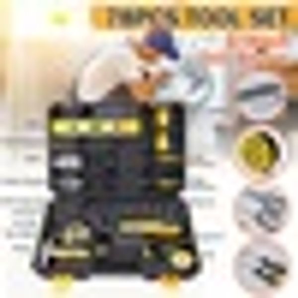 

78pcs hand tool set general household auto repair mixed tools kit with plastic toolbox storage case socket wrench screwdriver