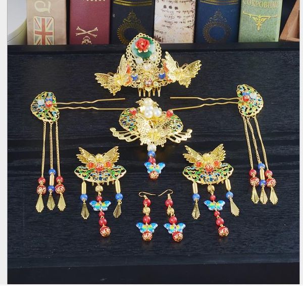 

cheongsam accessories chinese ethnic flow comb jewelry wedding dresses hair ornaments, Slivery;golden