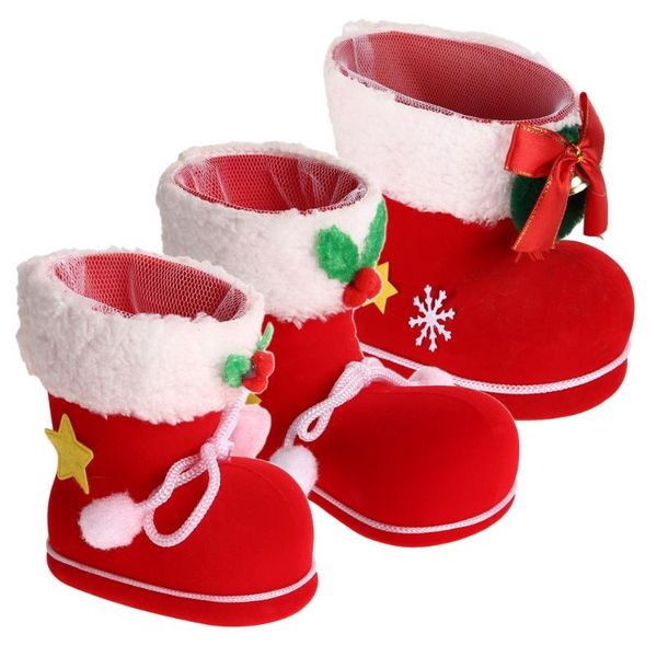 

christmas tree decoration ornaments red flocking christmas boots candy bag