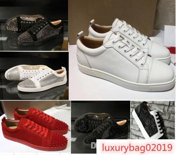 

2019 new arrival red bottoms mens women shoes fashion suede with spikes loafers rivets casual dress boots flats luxury sneakers