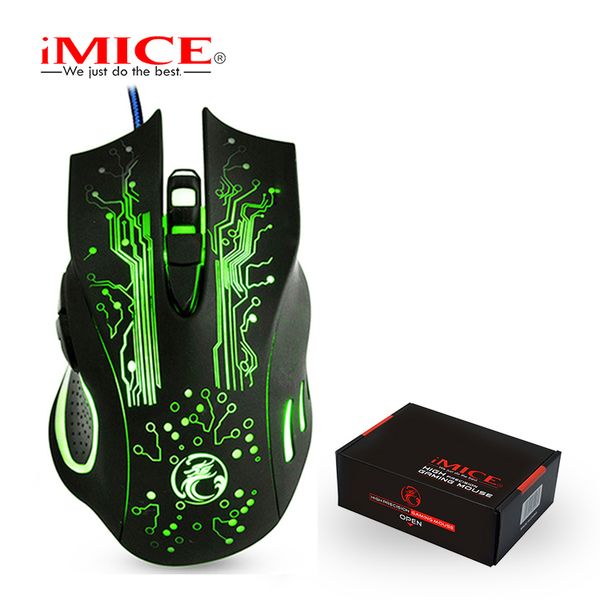 Imice Gaming Mouse Wired Компьютер Мыши USB Silent Gamer Mice 5000 DPI PC Mause 6 Кнопка Эргономичная Волшебная игра Mice X9 Для Ноутбука