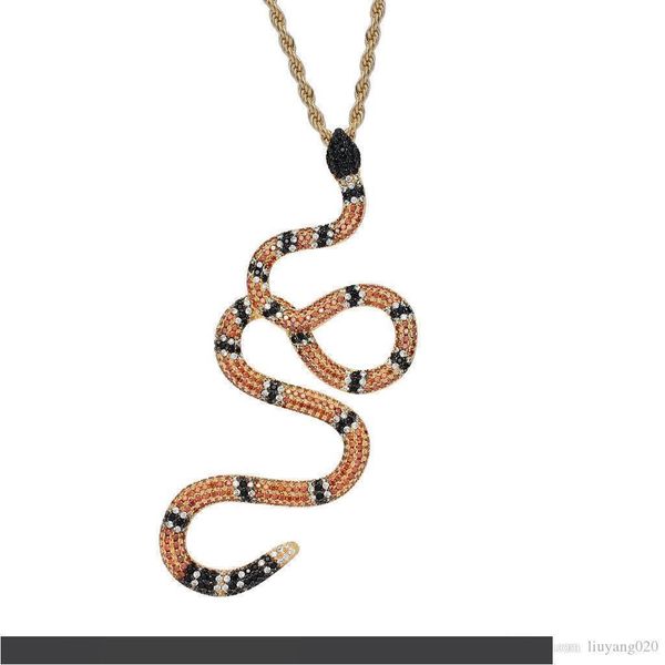 

hip hop jewelry multicolor big snake gold&silver plated cubic zirconia party gift necklaces pendants for men women