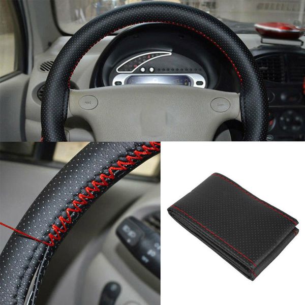 

non-slip braided steering wheel car steering wheel cover pin with threaded faux leather cover couvre