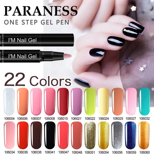 

paraness 1pcs lucky one step gel nail polish pen gel paint 3 in 1 glitter nude nail varnish pen uv led art lacquer, Red;pink