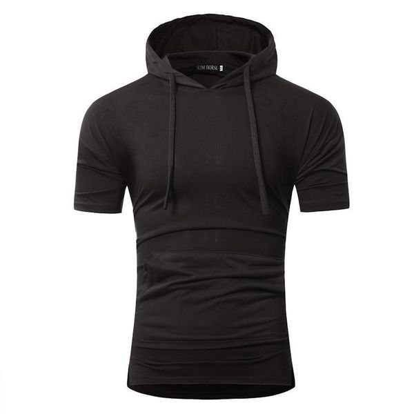 

pop2019 pattern solid color simple men's cool time slim even hat short sleeve t pity t15, White;black