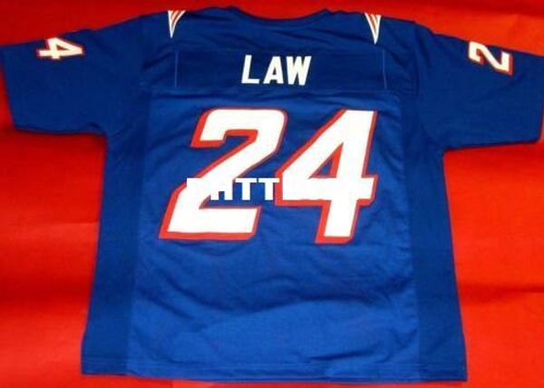 

men custom #24 ty law 1990 white color men football jersey size s-4xl or custom any name or number jersey, Black;red