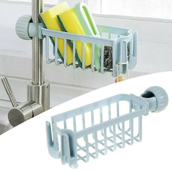 

kitchen sink faucet sponge soap cloth drain rack holder shelf storage accessory home storage and organization