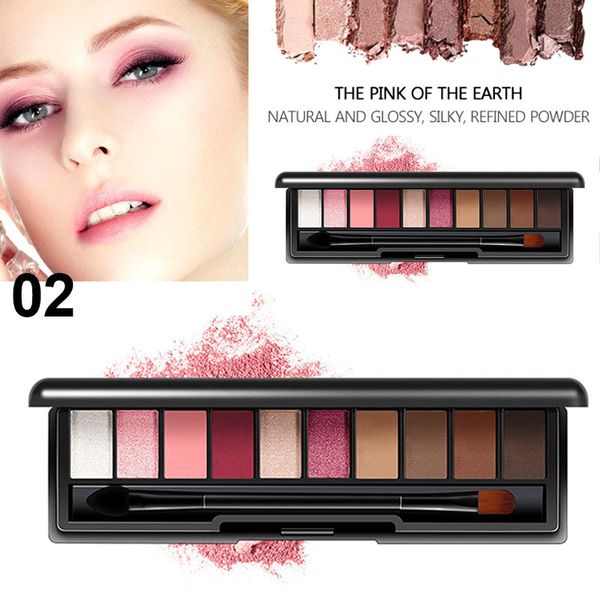 

10 colors eyeshadow palette with makeup brush matte shimmer long lasting eye shadow natural eyes cometic tool oa66