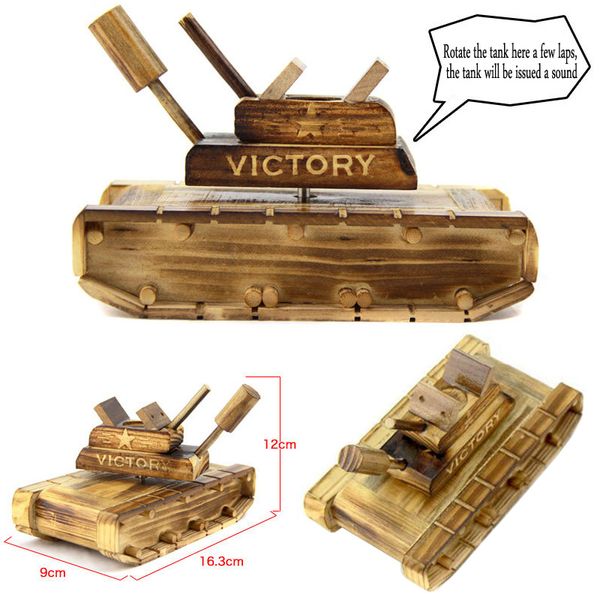 New Retro Wooden Crafts Simulation Tank Music Box Gifts Creative Gifts