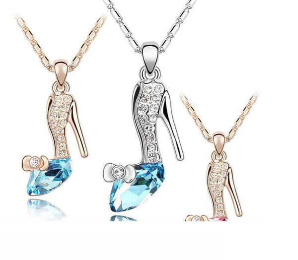 

золушка мечта хрустальные туфли кулон стеклянные туфли кулон neckalce австрийский хрусталь кулон ожерелье для womem ювелирные изделия рождес, Silver
