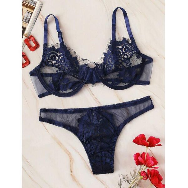 

bras sets women lace lingerie bra g-string set female vogue chic brief lady flower and panties thong femme unlined, Red;black