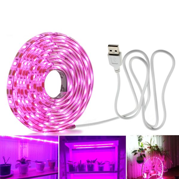 LED completos do espectro Grow Lights USB LED Tira Luzes 0.5m 1m 2m 2835 LED Lâmpadas Phyto para Estufa Estufa Planta Crescendo