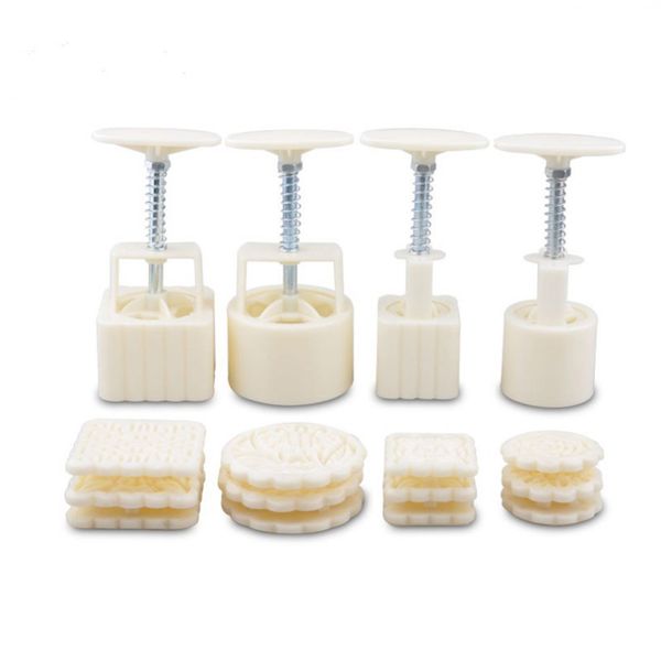 

high square/round mooncake mold hand pressure maker mould with flower stamps plastic cookies cutter ktc 66