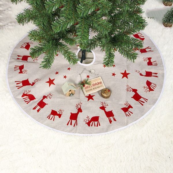 

new christmas tree skirt 100cm fabric elk print christmas tree foot cover carpet mat for home new year decoration
