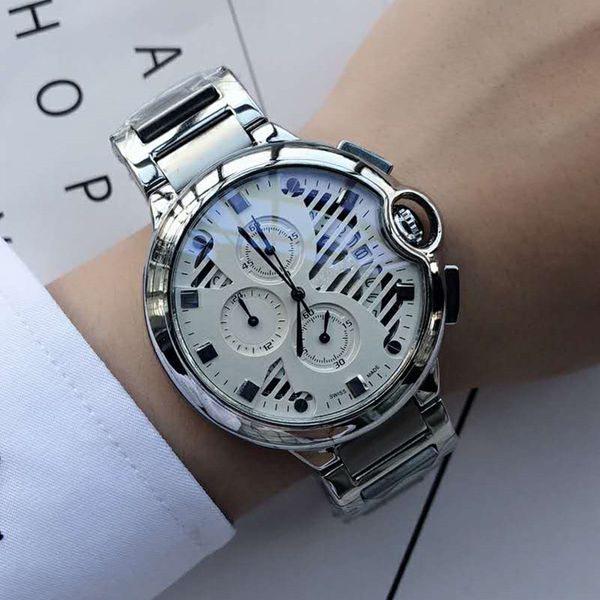 

All Subdials Work AAA Mens Stainless Steel Quartz Wristwatches Stopwatch Luxury Watch Top Brand P relogies for men relojes Best Gift