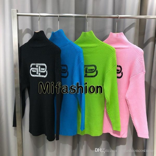 

19fw luxury autumn winter hoodie europe paris lock turtle neck sweater fashion men clothes o-neck pullover sweatshirt women sweaters, White;black