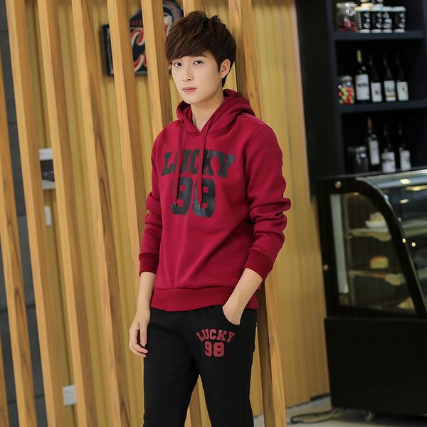 

bingham d-120a dongsheng autumn and winter couples hoodie suit men's hooded pullover printed korean-style large size baseball un, Black