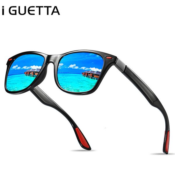 

iguetta square polarized sunglasses classic black glasses designer sunglasses men driver glasses uv400 gh-89, White;black