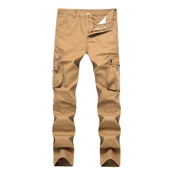 

men's clothing cargo pants multifunction trousers pockets mens casual straight cotton pants masculino dropshipping, Black