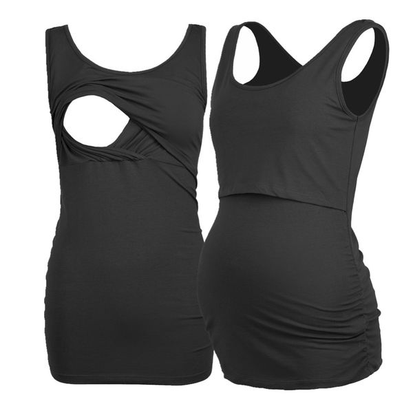 

maternity nursing for pregnant women tank sleeveless shirt pregnancy breastfeeding tees feeding maternity clothes, White