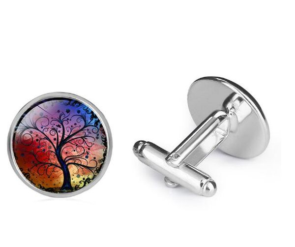 2 silver plated cuff link cabochon blank settings with hollow glass domes 16 mm