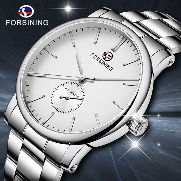 

forsining 2020 stainless steel waterproof mens skeleton watches transparent mechanical sport male wrist watches, Slivery;brown