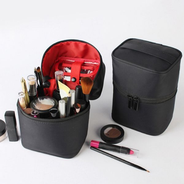 

бочкообразная косметичка макияж организатор туалетных принадлежностей молния сумка женская поездка макияж коробка аксессуары принадлежности