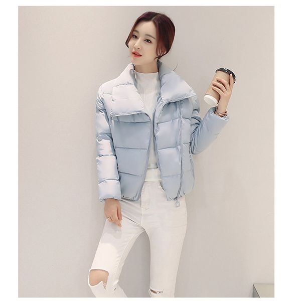 

women short jacket parkas mujer 2019 winter jacket coat fashion autumn solid stand warm casual padded down parka female coat, Black