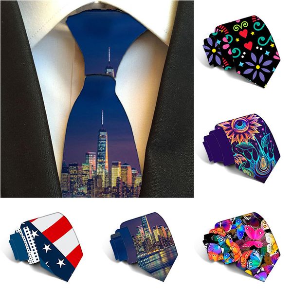

funny men ties 2019 fashion printed ties for men casual 8 cm neck ties wedding party accessories gravatas 6j-ld47, Black;blue