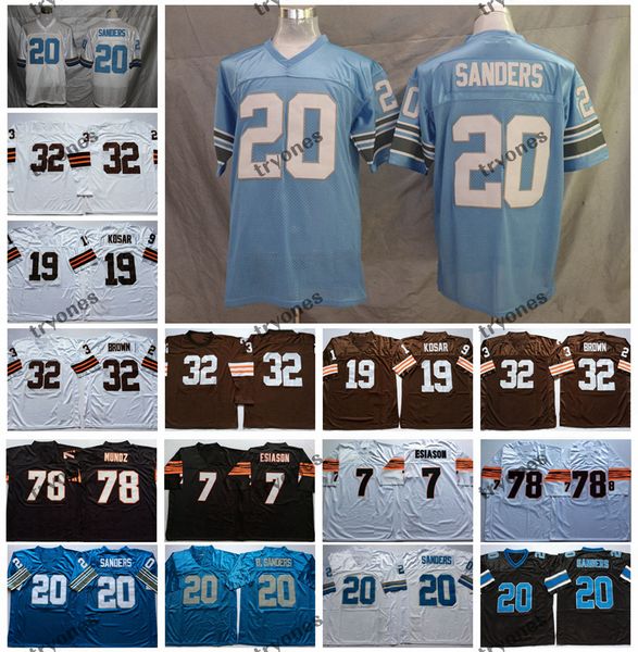 

ncaa vintage мужские 20 deion sanders 32 джим браун джерси 19 берни kosar 78 энтони муньос 7 бумер эсайасон футбол джерси, Black