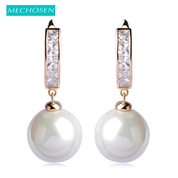 

mechosen elegant pearl серьги для женщин циркон медь perlas aretes пирсинг brincos букле d'oreill свадебные украшения oorbellen, Golden;silver