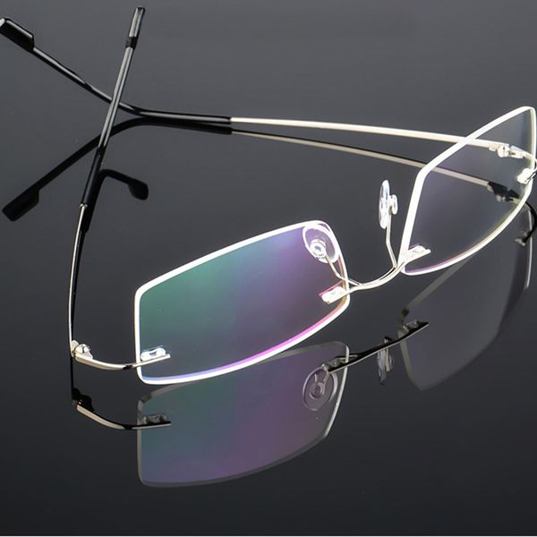 

flexible memory titanium rimless eyeglasses frame women men lightweight optical glasses oculos de grau glasses frame s127, Silver