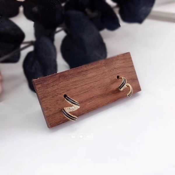 

fashion gold silver color stud earrings with full crystal black enamel earrings bridal wedding party jewelry gifts, Golden;silver