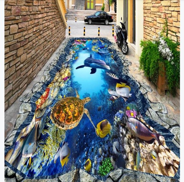 

waterproof wallpaper for bathroom wall ocean dolphins 3d floor painting wallpaper