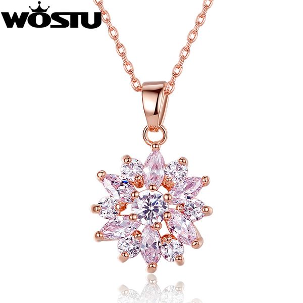 

gold color flower pendant necklaces for women with zircon crystal fashion jewelry, Silver