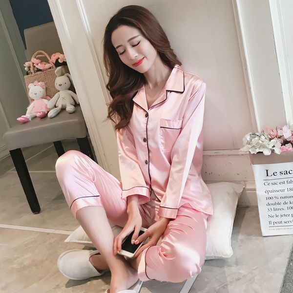 

female summer ice silk spring and autumn long-sleeved korean version fresh and sweet cute can wear silk home service female, Blue;gray