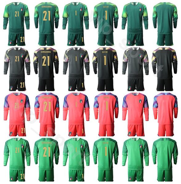 

2020 goalie 1 sirigu goalkeeper long sleeve italy jersey gk set men soccer 1 gianluigi buffon 21 gianluigi donnarumma football shirt kits, Black