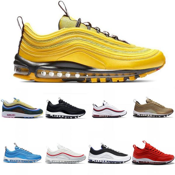 

97 bred 2020 mens sneaker 97s balck metallic gold throwback undefeated have a day running shoes south beach women sneakers trainer size 12, White;red