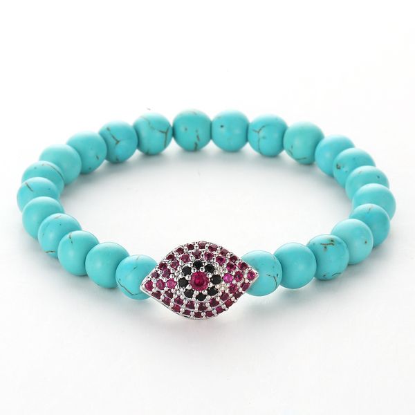 

8mm natural stone beads bracelet micro inlaid zircon eyes fashion elasticity rope bracelet for men women jewelry gifts, Black