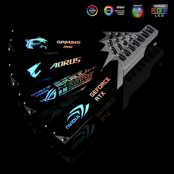 

gpu holder bracket aluminum alloy graphics card jack 5v 3pin argb/ 12v 4pin rgb vga frame nvidia rog aorus aura sync symphony