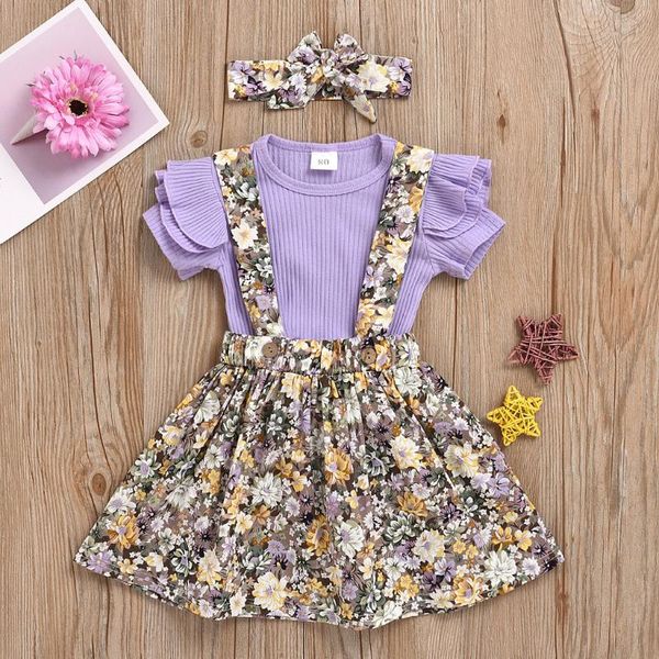 

spring summer baby girl clothes short sleeve solid + floral skirts outfits fashion stylish child csotume 2020 new, White