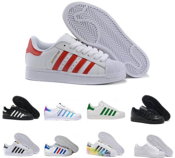 

2020 classic superstar white hologram iridescent junior superstars 80s pride sneakers super star women men outdoor sports shoes 36-44, Black