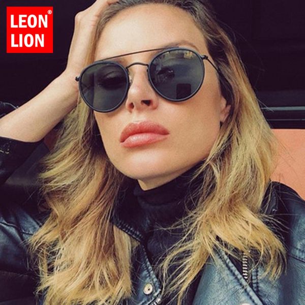 

leonlion round polarized sunglasses women 2020 retro sunglasses women/men vintage glasses women mirror feminino, White;black