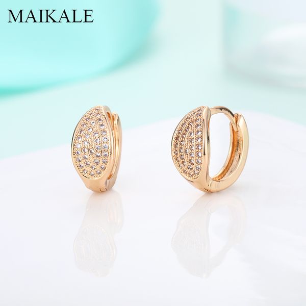 

maikale classic u-shape stud earrings for women cubic zirconia earrings gold silver color round ear studs fashion jewelry gifts, Golden;silver