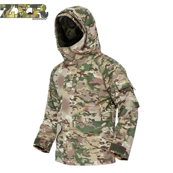 

tactic jackets hooded print tactic loose coat full adhesive double-deck windbreak waterproof outdoors tactical jackets, Black;brown